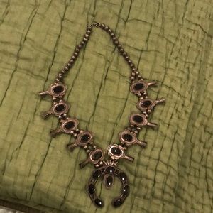 Silver and black onyx, Native American necklace